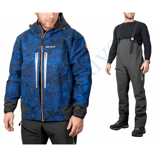 Костюм рыболовный Graff демисезонный размер 2XL/182-188 (Bratex 20000, синий камо)