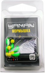 Мормышка безнасад. Яман Банан зеленый, d-3,5 мм, вес 0,7 г, шарик желтый неон (уп. 5 шт.)