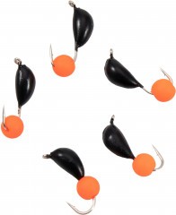 Мормышка безнасад. Яман Банан черный, d-3,5 мм, вес 0,7 г, шарик оранжевый неон (уп. 5 шт.)