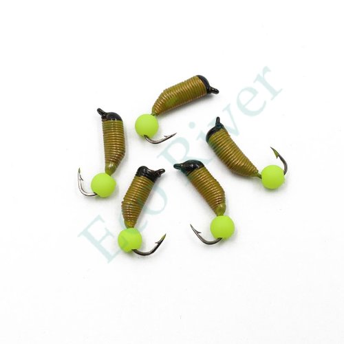 Мормышка вольф. безнасадочная Яман Ручейник №7, d-2.5 мм, L-9.5 мм, вес 0,95 гр., фц. желтый шар,