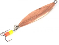 Блесна вертикальная Яман Пиявка c тройником, размер 30 мм, вес 4,5 г, цвет никель/медь/150/