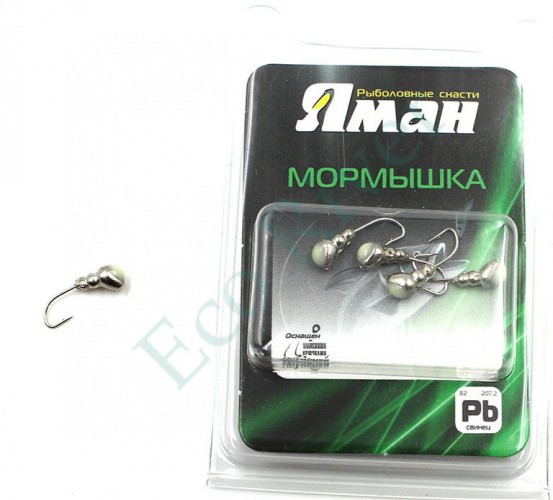 Мормышка Яман муравей с отв.,цв.NL с фосф. пяткой, d 4, вес 0,6 г (уп. 5 шт.)