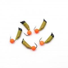 Мормышка вольф. безнасадочная Яман Ручейник №7, d-2.5 мм, L-9.5 мм, вес 0,95 гр., фц. красный шар,