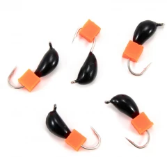 Мормышка безнасад. Яман Банан черный, d-3,5 мм, вес 0,7 г, ядреный кубик красный (уп. 5 шт.)