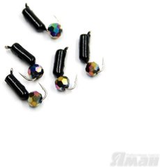 Мормышка безнасадочная ЯМАН Гвоздешарик черный, d-2,5 мм, вес 0,6 г, кристалл хамелеон (уп. 5 шт.)