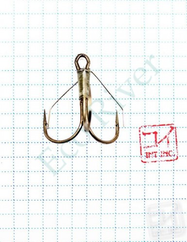 Крючок KOI WEEDLESS TREBLE HOOK , размер 1/0 (INT), цвет BN, тройник незацепляйка (5 шт.)/20/