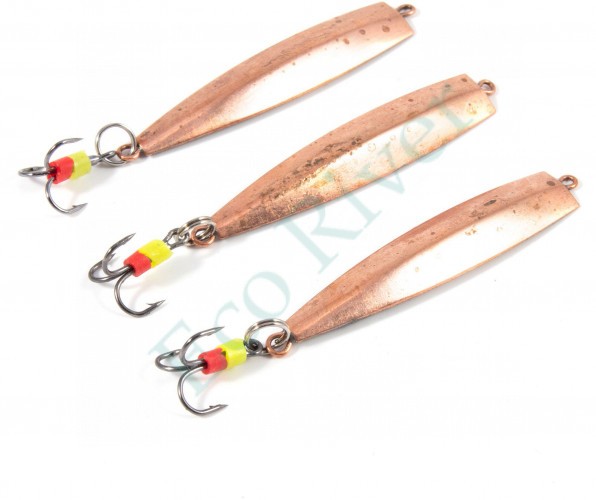 Блесна вертикальная Яман Пуля с тройником ,размер 40 мм, вес 5 г, цвет медь (уп.3 шт.)/150/