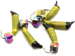 Мормышка вольф. безнасадочная Яман Ручейник №3, d-1.5 мм, L-8.5 мм, вес 0,60 гр., кубик, цв. желты