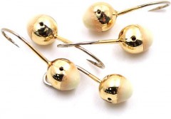 Мормышка Яман шар с отв.,цв.GOLD PLATED, с фосф. пяткой, d 5, вес 0,7 г (уп. 5 шт.)