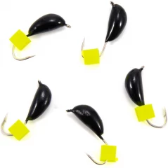 Мормышка безнасад. Яман Банан черный, d-4 мм, вес 1 г, ядреный кубик желтый (уп. 5 шт.)