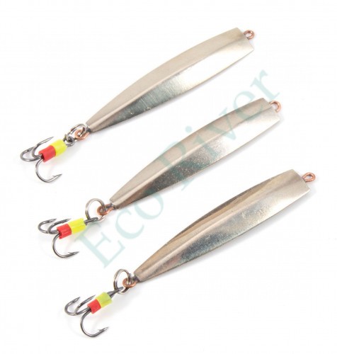 Блесна вертикальная Яман Пуля с тройником ,размер 40 мм, вес 5 г, цвет никель (уп.3 шт.)/150/