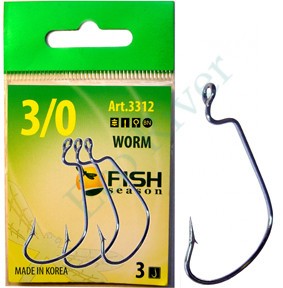 Крючок Fish Season FS Worm №2 4шт офсет. 3312-02F