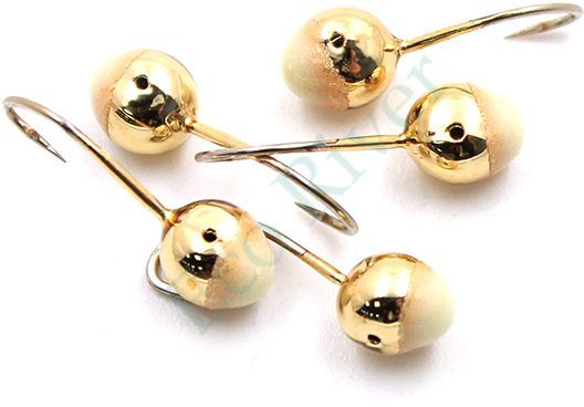 Мормышка Яман шар с отв.,цв.GOLD PLATED, с фосф. пяткой, d 6, вес 1,2 г (уп. 5 шт.)
