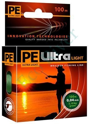 Леска плетёная Aqua Pe Ultra Light dark green 0.04мм 100м