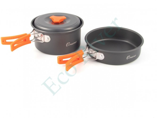 Набор кемпинговой посуды Следопыт - Compact, на 2 персоны, анодир. алюм., в чехле/24/