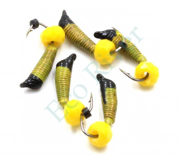 Мормышка вольф. безнасадочная Яман Ручейник №3, d-1.5 мм, L-8.5 мм, вес 0,60 гр.,кристалл желтый,