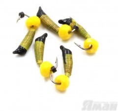 Мормышка вольф. безнасадочная Яман Ручейник №3, d-1.5 мм, L-8.5 мм, вес 0,60 гр.,кристалл желтый,