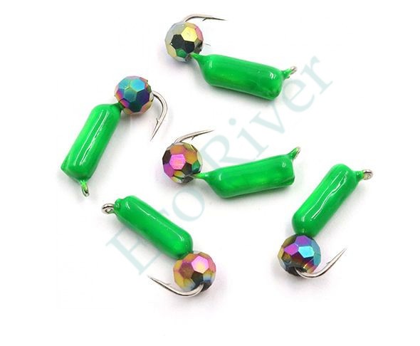 Мормышка безнасадочная Яман Гвоздешарик зеленый, d-2,5 мм, вес 0,6 г, кристалл хамелеон (уп. 5 шт.