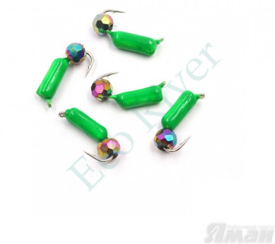 Мормышка безнасадочная Яман Гвоздешарик зеленый, d-2,5 мм, вес 0,6 г, кристалл хамелеон (уп. 5 шт.