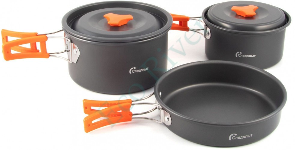 Набор кемпинговой посуды Следопыт - Travel, на 3-4 персоны, анодир. алюм., в чехле/18/