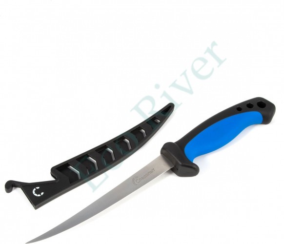 Нож разделочный Следопыт, прорезиненная ручка, дл. клинка 150 мм, в чехле/60/