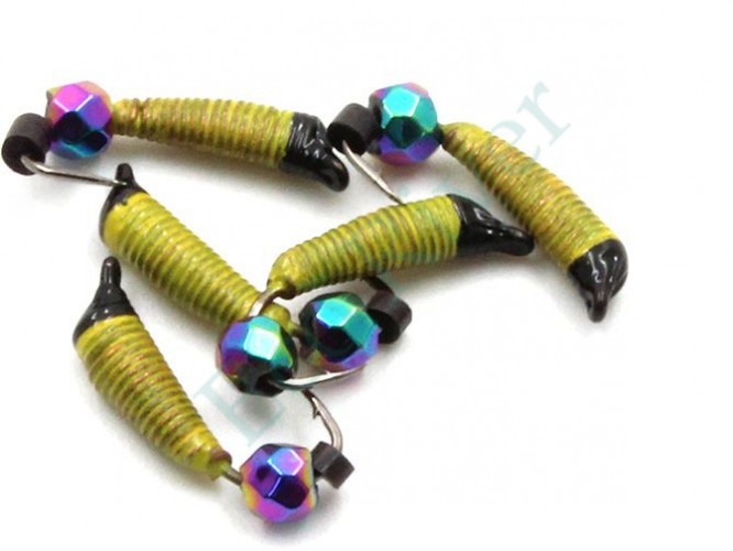 Мормышка вольф. безнасадочная Яман Ручейник №3, d-1.5 мм, L-8.5 мм, вес 0,60 гр.,кристалл хамелеон