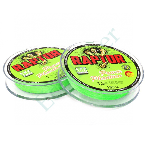 Леска плетёная Power Phantom Raptor PE зелен. fluo 0.18 135м