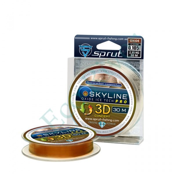 Леска Sprut Skyline 3D Fluorocarbon Composition IceTech PRO oxide 0.165 30м
