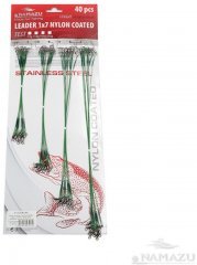 Набор поводков стальных Namazu Leader 1х7 Nylon Coated Green, L-15/20/25/30 см, test- 23 кг (по 10 ш