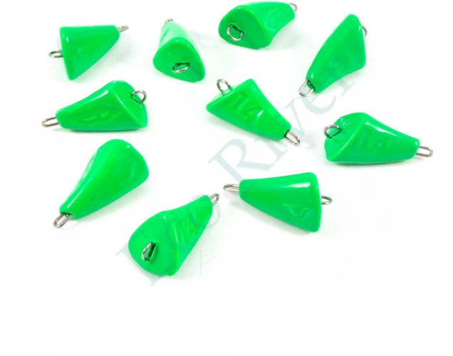 Груз Пуля-эксцентрик окрашенный разборный Яман (10 шт.) - 14 гр., зелёный/350/