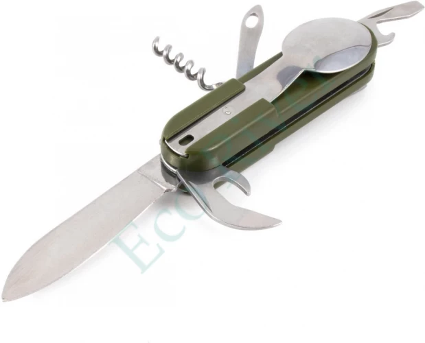 Мультитул Следопыт, 7 предметов c ложкой, вилкой, в чехле, в коробке/120/