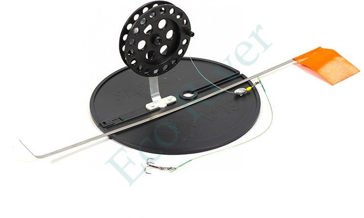 Жерлица оснащ. с алюм. стойкой d-210 мм, катушка 90 мм, груз конус 7 г, леска L-10 м, d-0,4 мм, пово