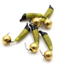 Мормышка вольф. безнасадочная Яман Ручейник №3, d-1.5 мм, L-8.5 мм, вес 0,60 гр.,латунный шар,  цв