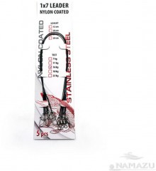 Поводок стальной Namazu Leader 1х7 Nylon Coated Black, d-0,42 мм, L-30 см, test- 18 кг (уп. 5 шт.)