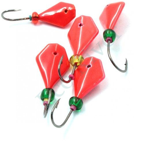 Мормышка литая Яман Кобра, вес 0,8 гр., кр. Kumho №65, цв. фц. красный (уп. 5 шт.)