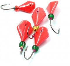 Мормышка литая Яман Кобра, вес 0,8 гр., кр. Kumho №65, цв. фц. красный (уп. 5 шт.)