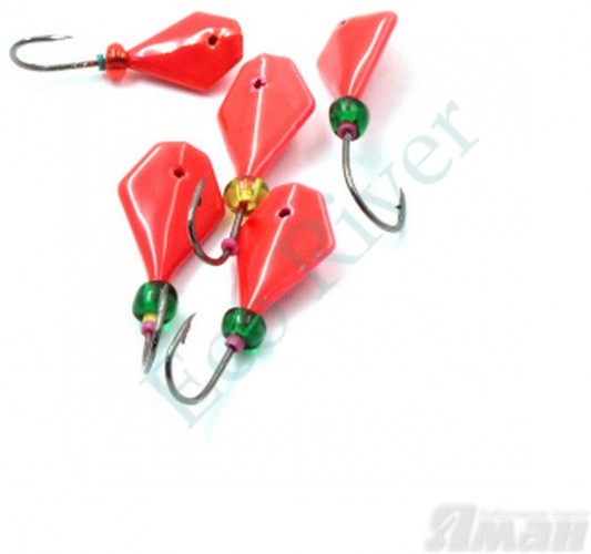 Мормышка литая Яман Кобра, вес 0,8 гр., кр. Kumho №65, цв. фц. красный (уп. 5 шт.)