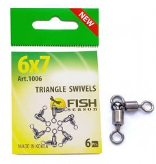 Вертлюг Fish Season цилиндр. на 2 напр. №7х8 19кг 6шт 1006-07х8F