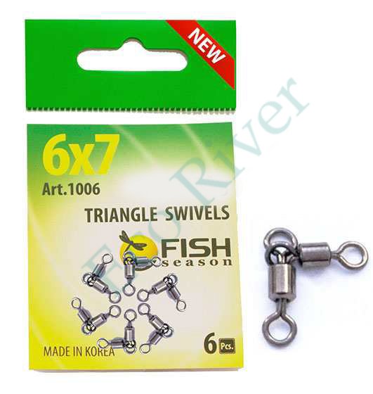 Вертлюг Fish Season цилиндр. на 2 напр. №7х8 19кг 6шт 1006-07х8F
