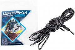 Шнурки для обуви   Следопыт   плоские, цв. черно-серый, ширина 0,7 см., длина 120 см/100/