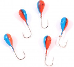 Мормышка вольфрамовая Яман  Капля с отв, р.3, вес 0,30,цв.красно-синий.(уп.5 шт.)