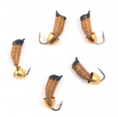 Мормышка вольф. безнасадочная Яман Ручейник №6, d-2,5 мм, L-8.5 мм, вес 0,90 гр., колокол золото,