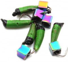 Мормышка вольф. безнасадочная Яман Ручейник №3, d-1.5 мм, L-8.5 мм, вес 0,60 гр., кубик, цв. салат