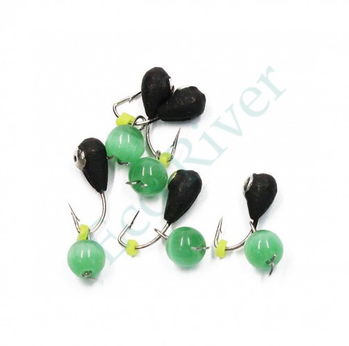 Мормышка вольф. безнасадочная Яман Капля с отв. с коронкой из никеля, d-5 мм, вес 1,9 г, кошачий г