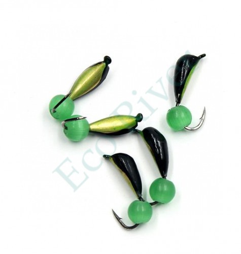 Мормышка вольф. безнасадочная Яман Малек №3, d-3 мм, L-8 мм, вес 0,60 гр., кошачий глаз (уп. 5 шт.