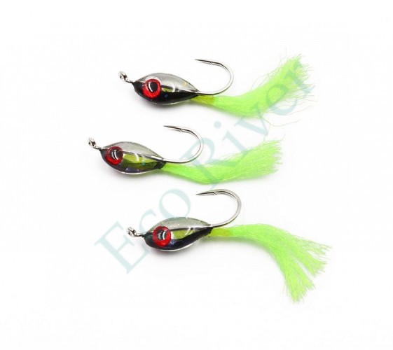 Мормышка Яман Подсадка малек с ушком, L-11 мм, вес 0,2 г, кр. №8, цв. зеленый (уп. 3 шт.)