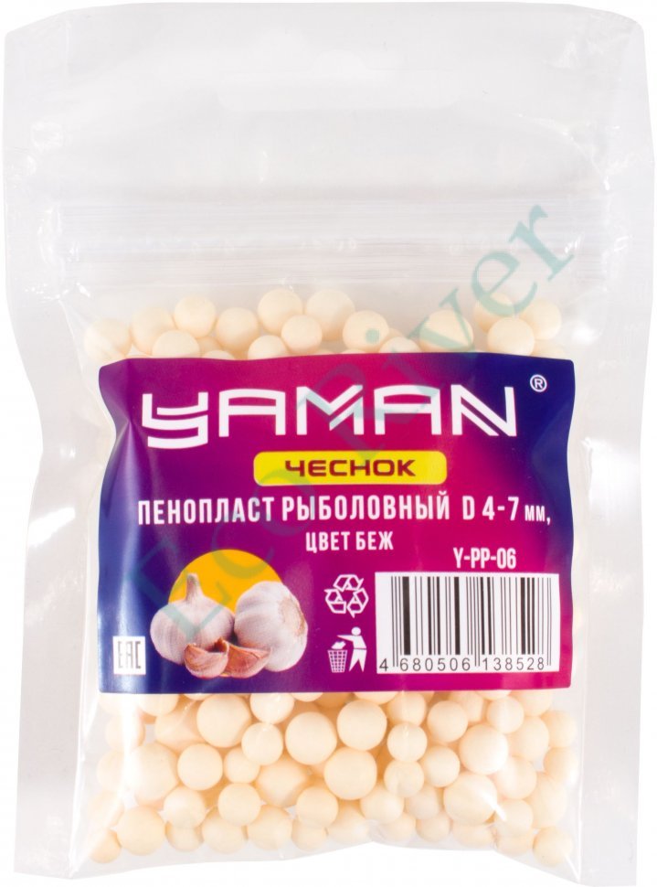 Пенопласт рыболовный Yaman Чеснок, d 4-7 мм, цв. белый (уп. 250 шт)/50/