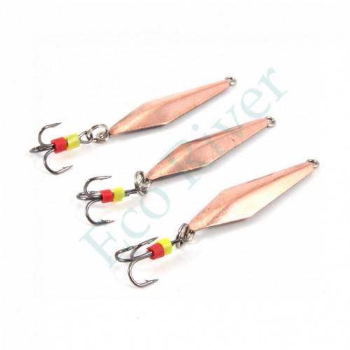 Блесна вертикальная Яман Скат с тройником ,размер 33 мм, вес 2,7 г, цвет медь (уп.3 шт.)