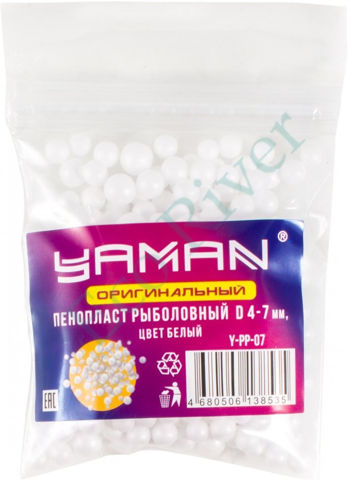Пенопласт рыболовный Yaman, d 4-7 мм, цв. белый (уп. 250 шт)/50/