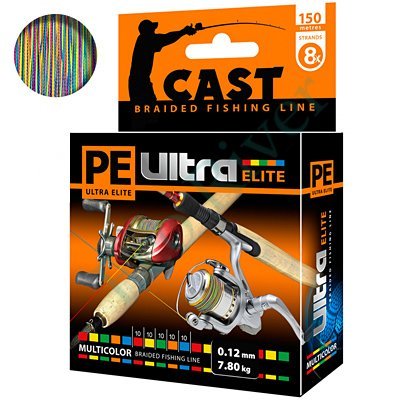 Леска плетёная Aqua Pe Ultra Elite Cast multicolor 0.16мм 150м